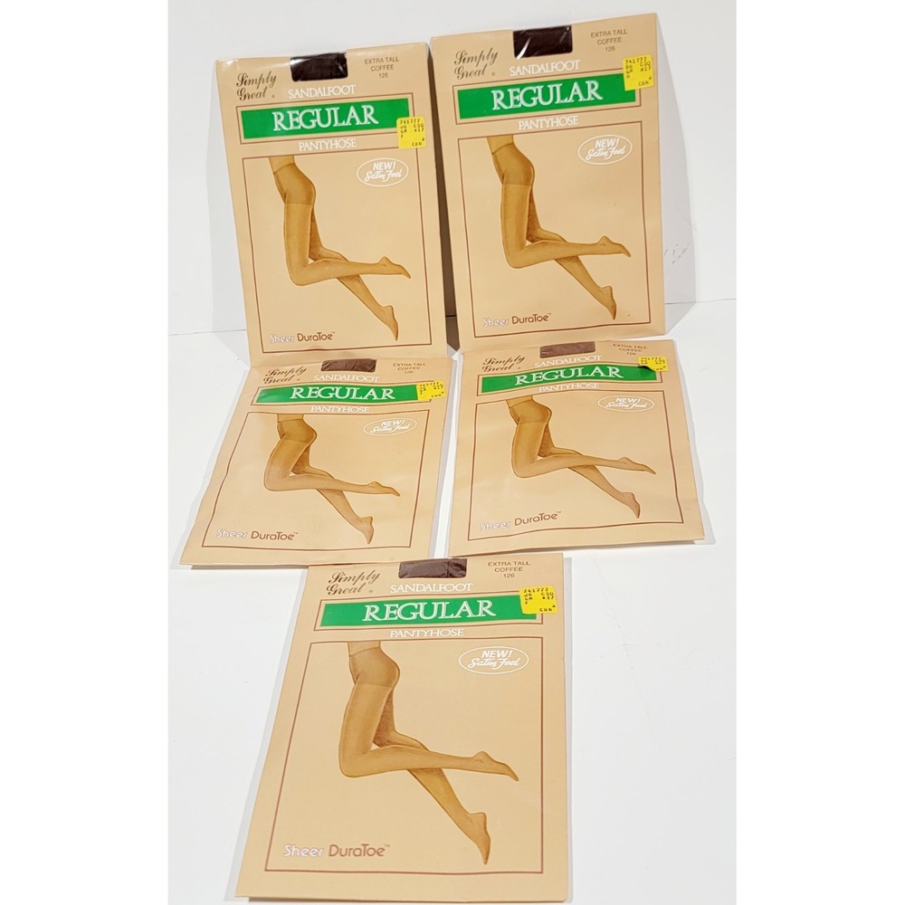 5 Simply Great Pantyhose Extra Tall Coffee 126 Sandalfoot Regular Sheer Support